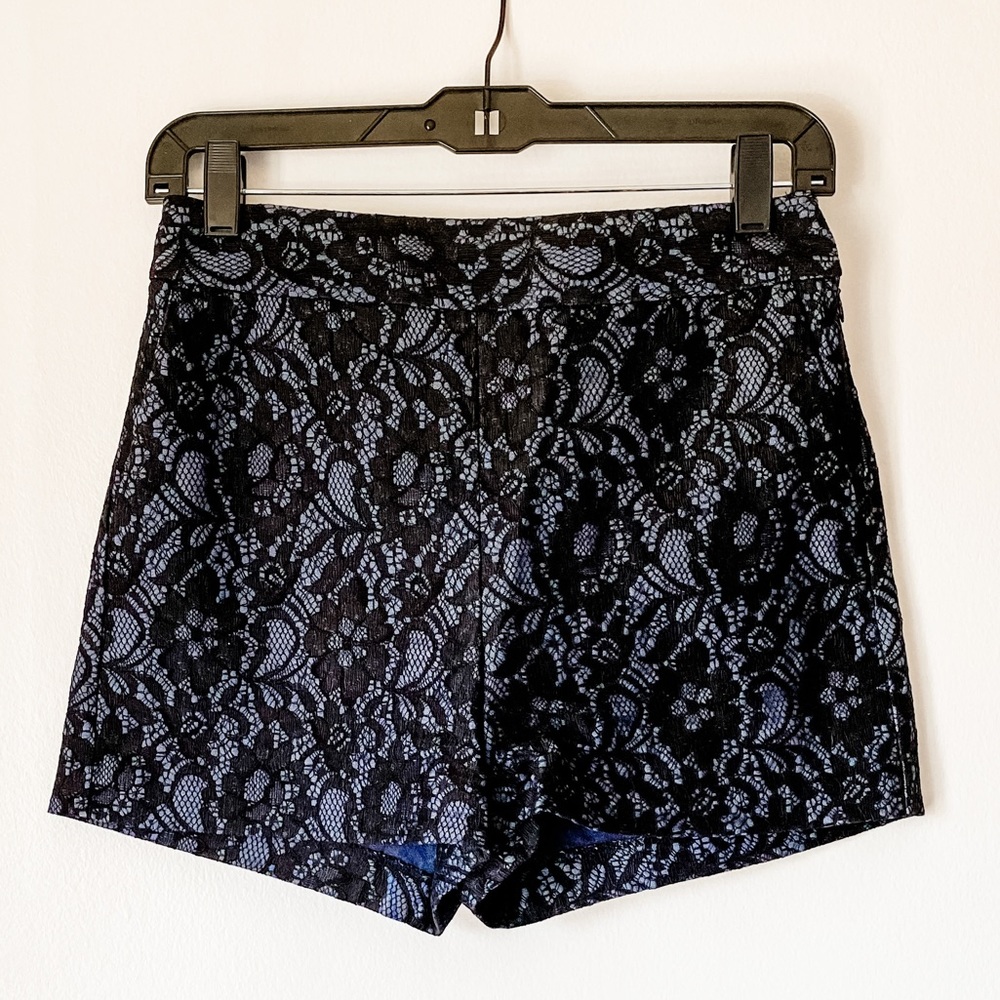 Express black and navy lace shorts